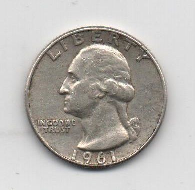 ESTADOS UNIDOS DEL AÑO 1961 LETRA D DE 1/4 DE DOLAR